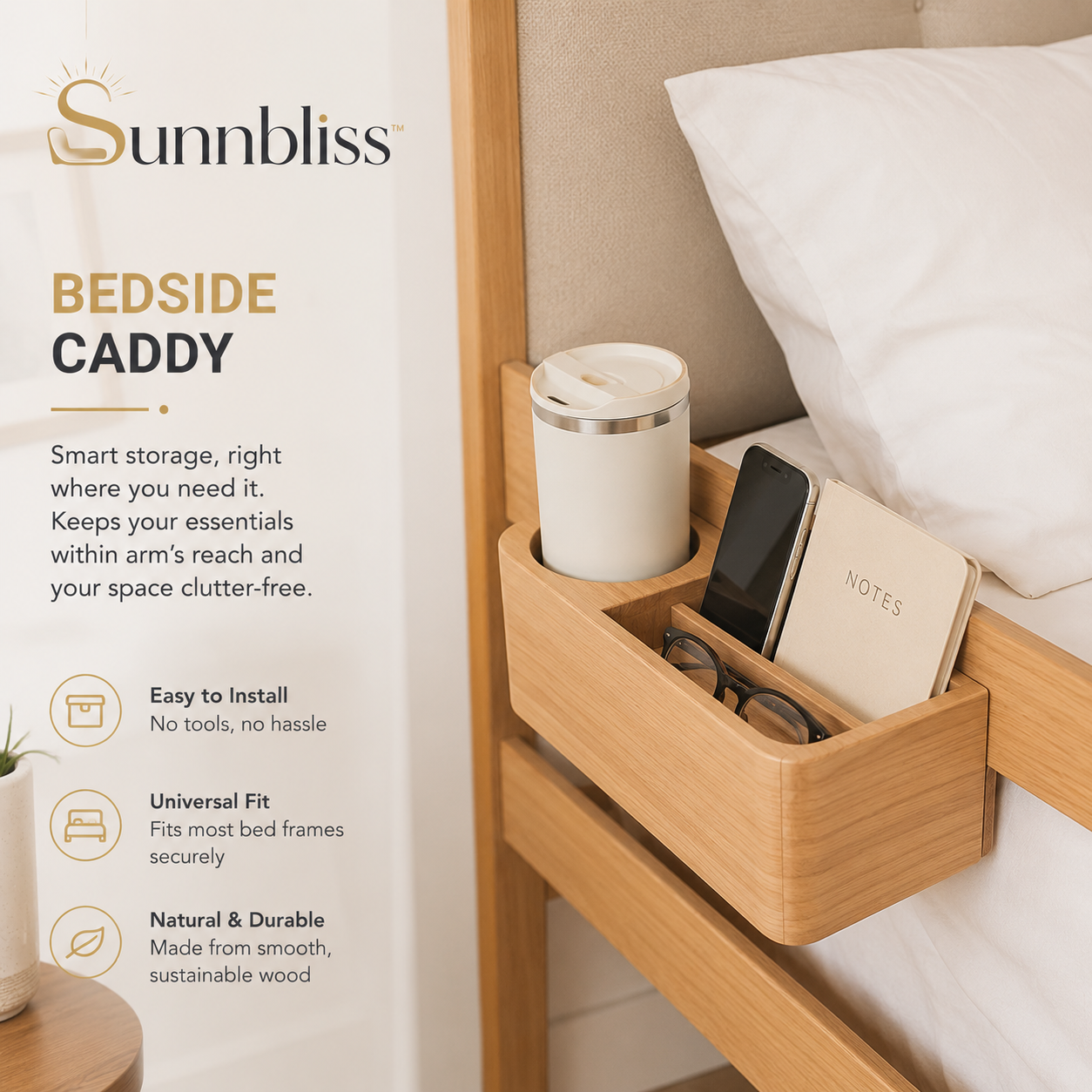 Sunnbliss™ SlideNest Bedside Organizer